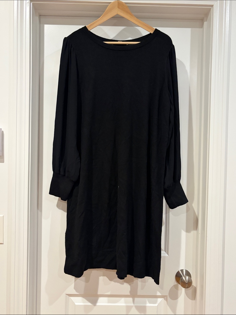 Classic Black Long-Sleeve Sweater Dress